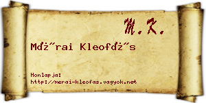 Mérai Kleofás névjegykártya